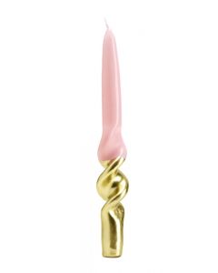 CANDLES  SET 4 PZ.CURL PINK/GOLD CM.3X22